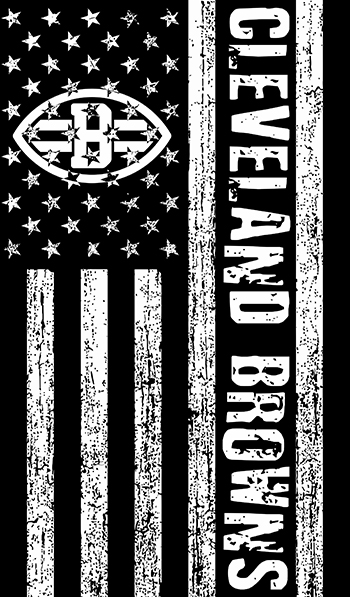 Cleveland Browns Black And White American Flag logo vinyl decal